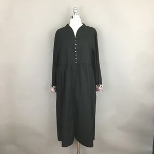 Gudrun Sjoden Black Maxi Dress with Pink Floral Cuffs